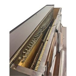 Knauss Coblenz - early 20th century rosewood cased upright piano, straight strung iron movement, simulated ivory keys