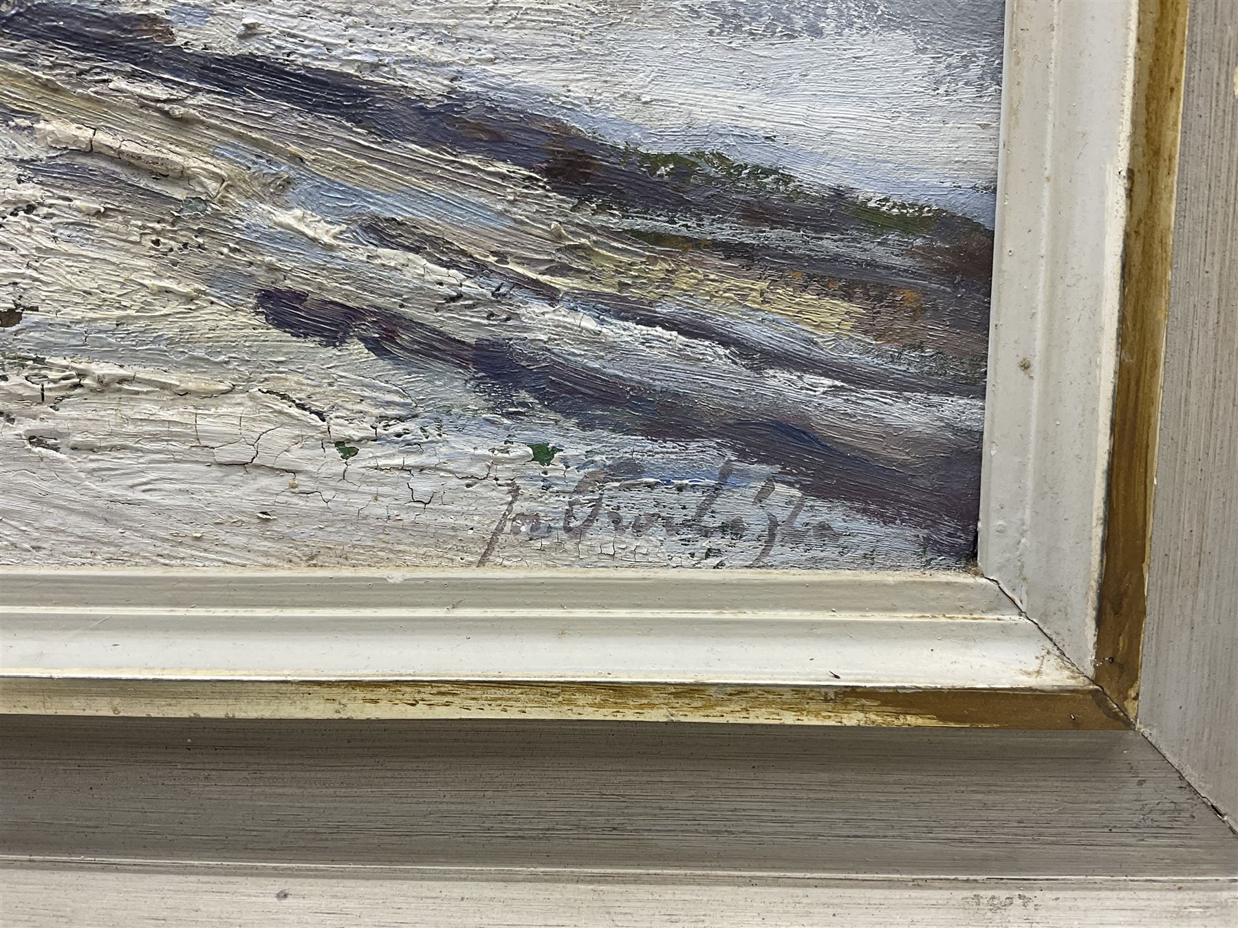 Josef Prochazka (Czech 1909-1984): Farm Buildings in the Snow, oil on board signed 49cm x 69cm