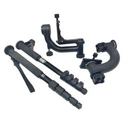 Four Manfrotto tripod heads, in model no 410, 299, 808RC4, 804RC2, together with camera tripods