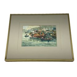 Chin Chung (Chinese b.1933): Harbour Scene, watercolour signed 13cm x 18cm