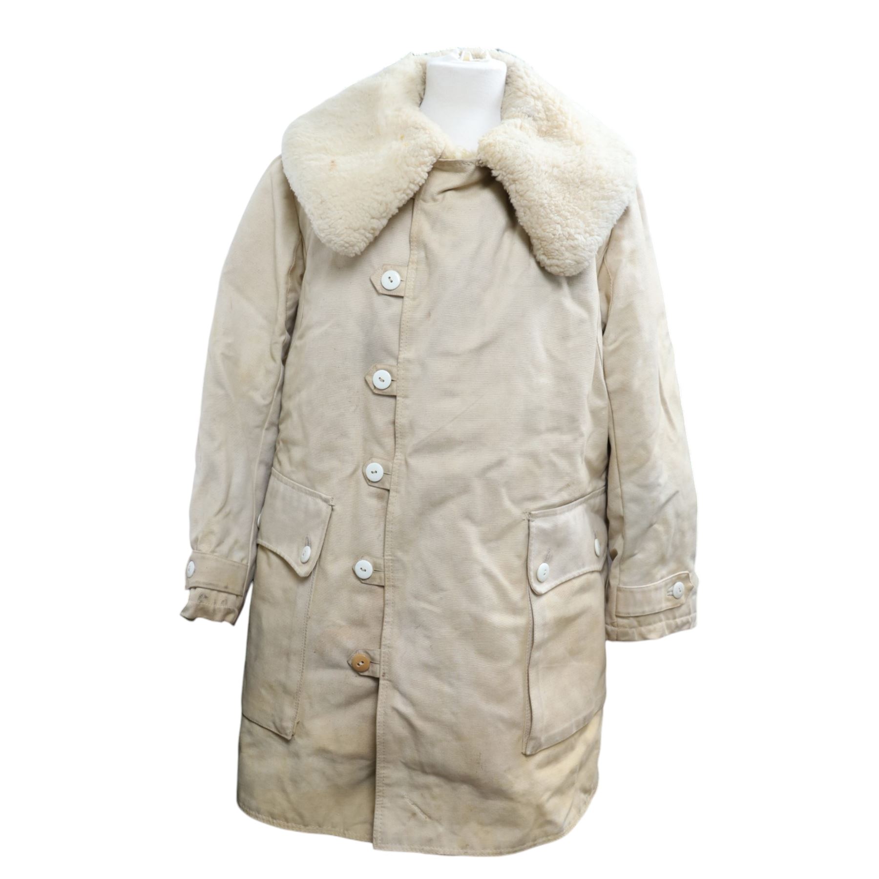 Swedish army field coat, M1909, with a sheepskin lining White 