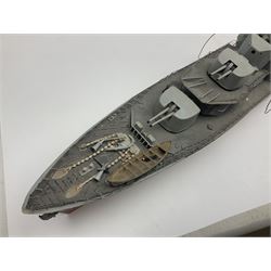Model of the WWII K-Class Destroyer HMS Kelly, fitted with remote control equipment, untested (no controller), approximately L110cm