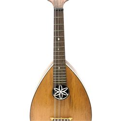 Melody-Uke four-string ukelele banjo, makers plaque to head stock L59cm; and Italian eight-string lute-back mandolin with mahogany stained segmented maple back and spruce top L59cm (2)