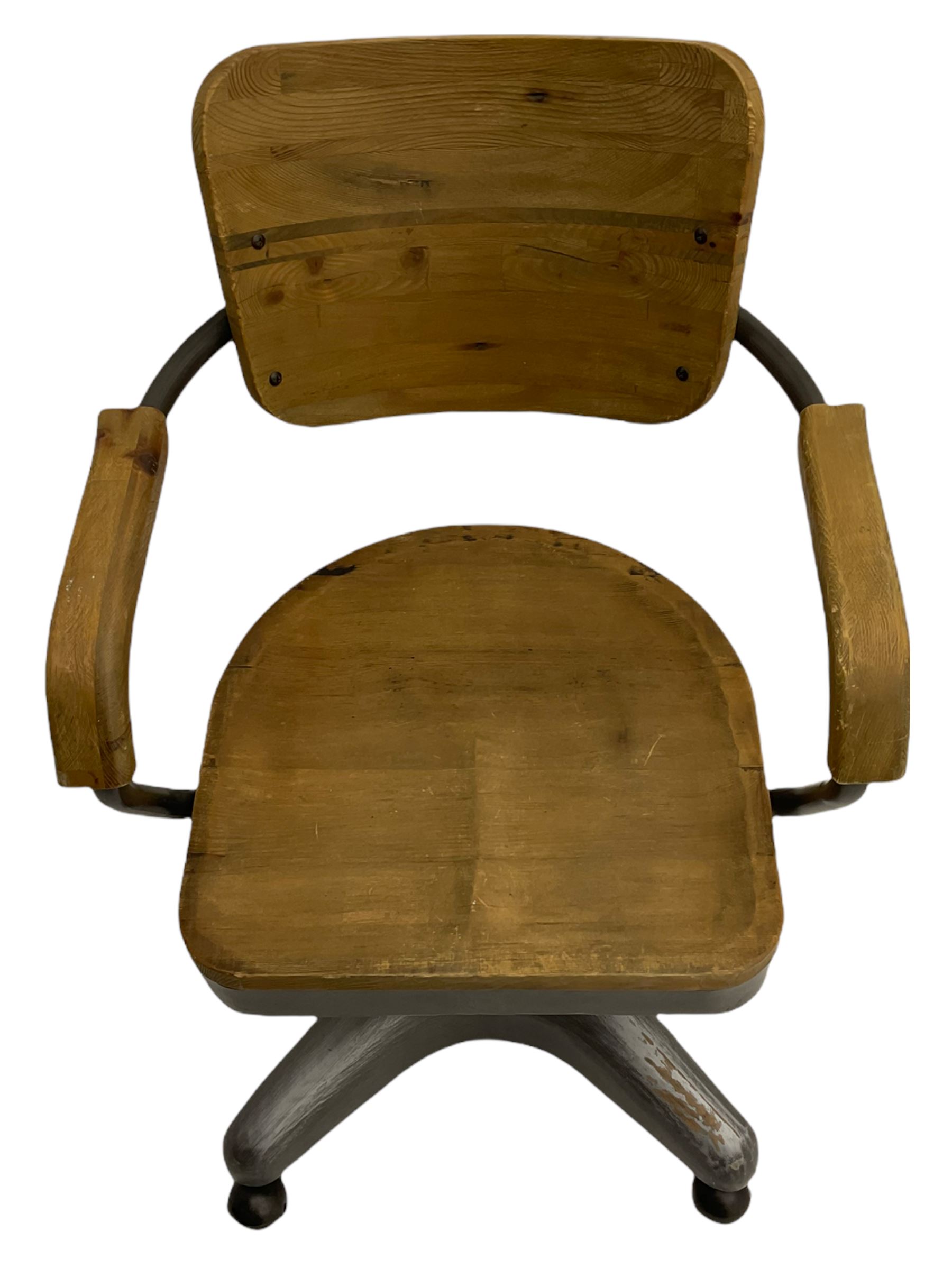 Industrial style metal and wood swivel desk chair
