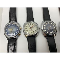 Two automatic wristwatches including Tara and Helbros and six manual wind wristwatches including Memostar alarm, Belmont alarm, Lanco, Tegrov, Superoma De Luxe and Services (8)