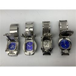 Four X Data stainless steel wristwatches, two Marc Gay wristwatches and one other, all with cover plates