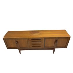 G-Plan - mid-20th century teak sideboard, four central drawers flanked by double cupboards