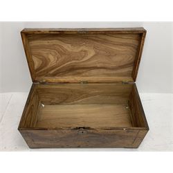 19th century brass bound camphor wood campaign chest, with decorative brass inlays and carrying handles, W91cm, H41cm, D46cm