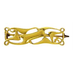 Art Nouveau 17ct gold open work bar brooch, the back engraved Rd No. 377757