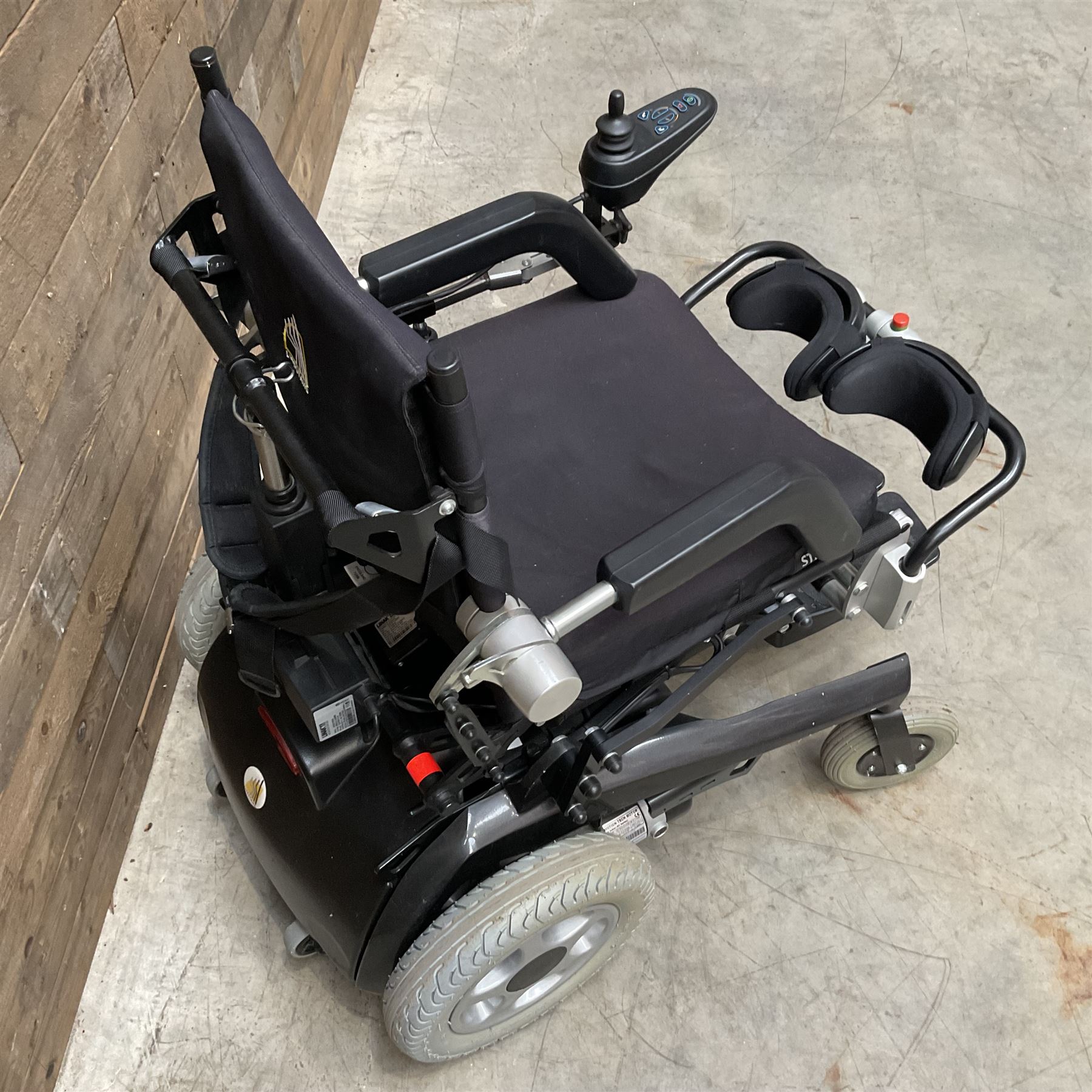 Permobil LSA Lifestand seated and standing wheelchair
