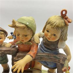 Large Hummel figure group by Goebel, Troublemaker, from the moments in time collection, limited edition 1985/5000, H19cm