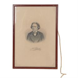 Signed 19th century programme for the Second Recital 'Variations' by Russian pianist Anton Rubinstein, performed Wednesday May 10th 1876, one of five recitals performed that year by the keyboard virtuoso at St James' Hall London after a long absence from England, the programme signed down the right side 'all right' with Anton Rubinstein's signature beneath, together with a portrait engraving of Rubinstein, also signed beneath, within matching frames, frame H30cm