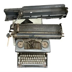 Collection of antique typewriters, including Royal and Imperial and gramophones 