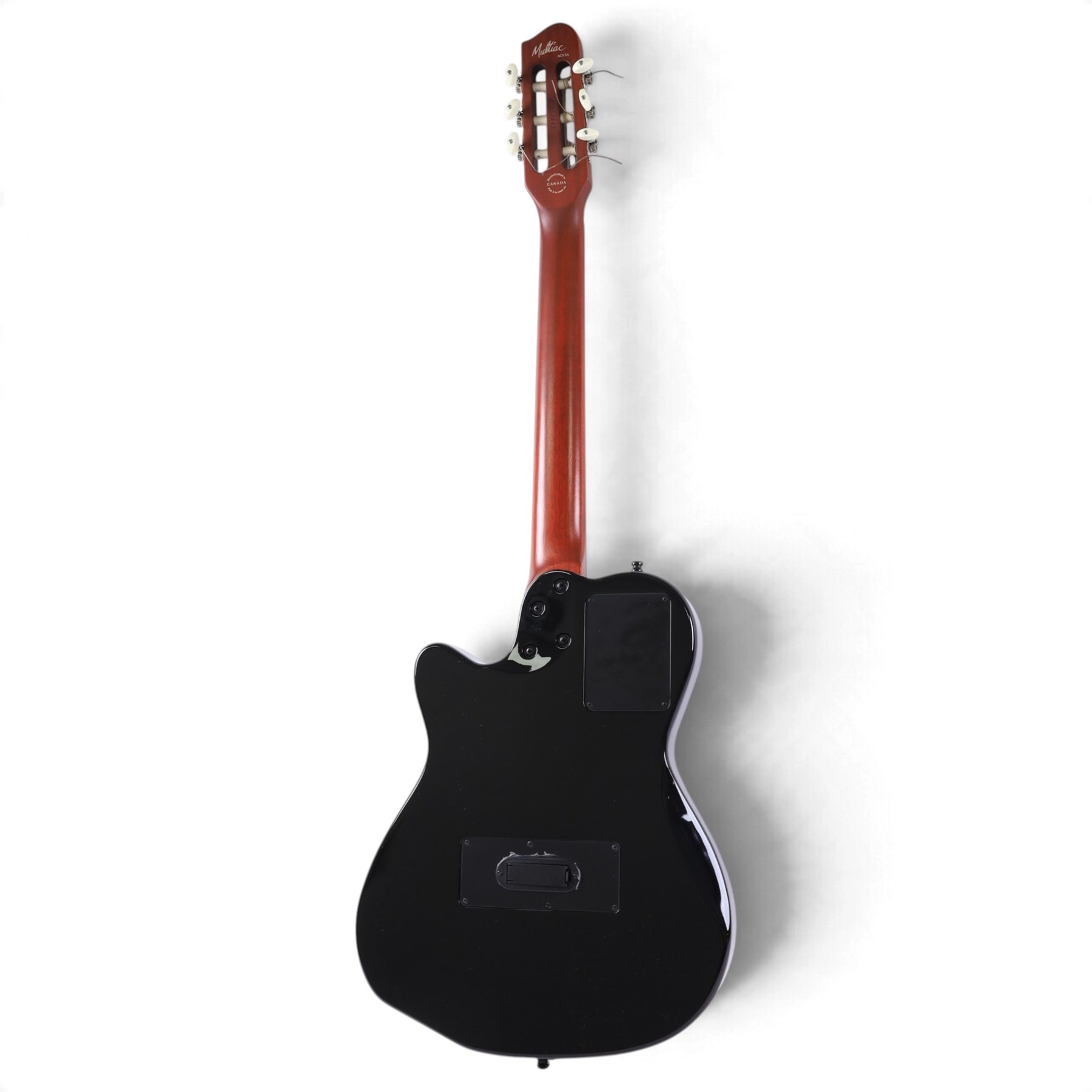 Godin Multiac ACS SA chambered hybrid guitar, in black high gloss finish, made in Canada, serial no. 17352113, in fitted soft case, L103cm