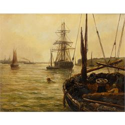 Bernard Benedict Hemy (British 1844-1910): Fishing off the Coast, oil on canvas signed 30cm x 37cm