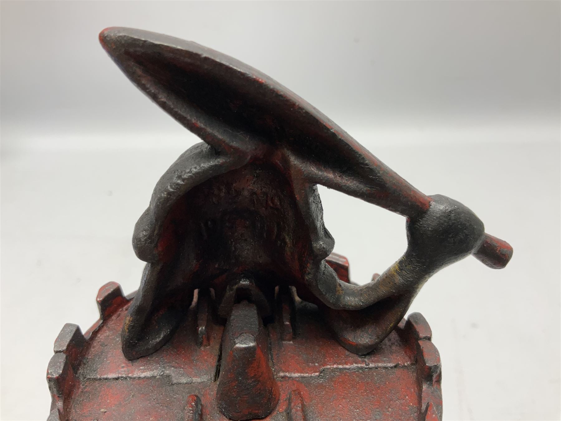 Late 19th century cast-iron mechanical money bank 'Giant in Tower' by John Harper & Co; reg.no.196844, patented 13th August 1892 H23cm