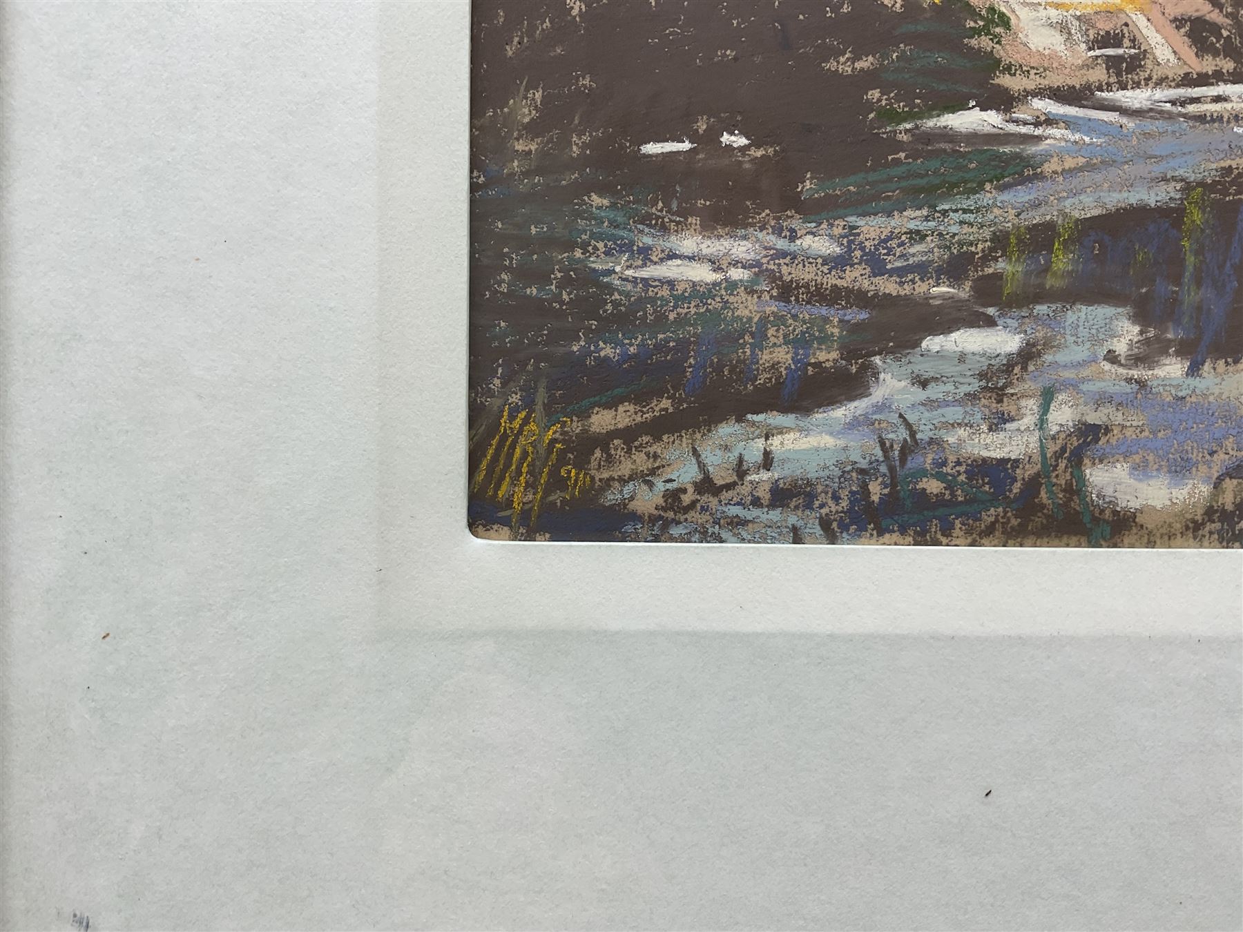 Margaret Glass (British 1950-): 'Near Coulon', pastel signed with initials and dated '91, titled on label verso 27cm x 36.5cm