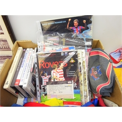  Collection of Crystal Palace FC memorabilia including replica Shirts, Books, DVD's Calendars, programmes etc in one box.  