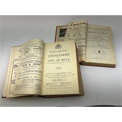 Cook's Hull and District Directory. 1901. Forth edition. re-backed using original boards and spine; Kelly's Directory of Lincolnshire and Hull. 1937. Re-backed using original boards and spine; and Ted Dodsworth's Hull and East Riding Early Days on the Road.1987. (3)
