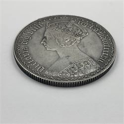 Queen Victoria 1887 silver 'gothic' florin coin