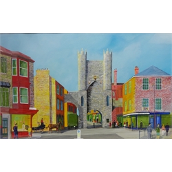  Monk Bar York, 20th century gouache signed and dated 1993 by L R Maulson 41cm x 66cm  