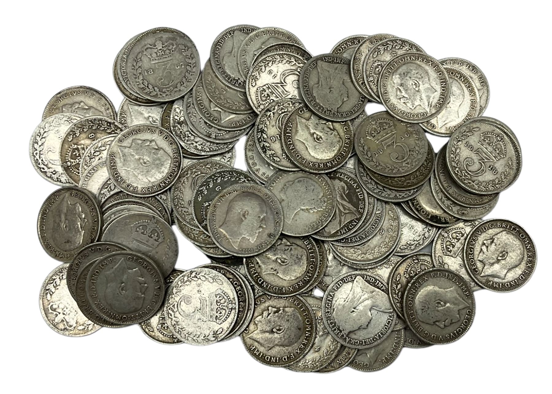 Approximately 130 grams of Great British pre 1920 silver threepence coins