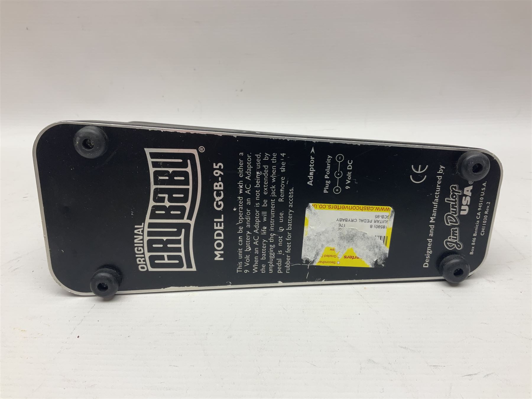 Three guitar pedals, to include Dunlop Crybaby Wah, Model GCB-95, Digitech Turbo Flange stereo flanger and a DOD Overdrive Preamp/250 