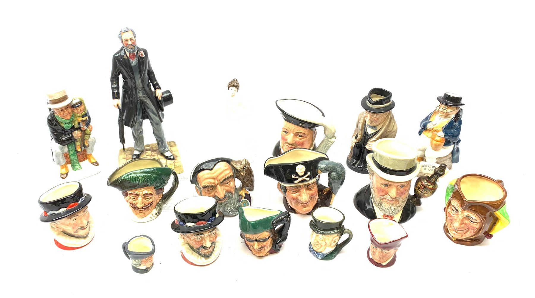  A limited edition Royal Doulton figurine, modelled as Sir Henry Doulton HN3891, no1154, with certificate, together with another Royal Doulton figurine Harmony HN4096, and a number of mostly Royal Doulton character jugs, including one modelled as Sir Henry Doulton D7057.   