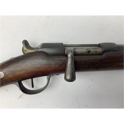 19th century Belgian Gras 12-bore (from 11-bore) bolt-action single barrel shotgun with 80cm barrel No.G85345 L127cm overall. Deactivated to early specification so requires re-deactivation to modern standards RFD ONLY - Disposed 25.06.25 - Notified 24.07.25