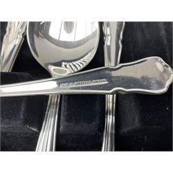Canteen of Sheffield silver-plated cutlery by John Stephenson, six settings, cased, L38cm