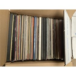 Collection of vinyl LP records in six boxes, mainly Jazz and Classical, including Beethoven The Nine Symphonies, Bartok, Chopin Recital, Joseph Haydn, etc