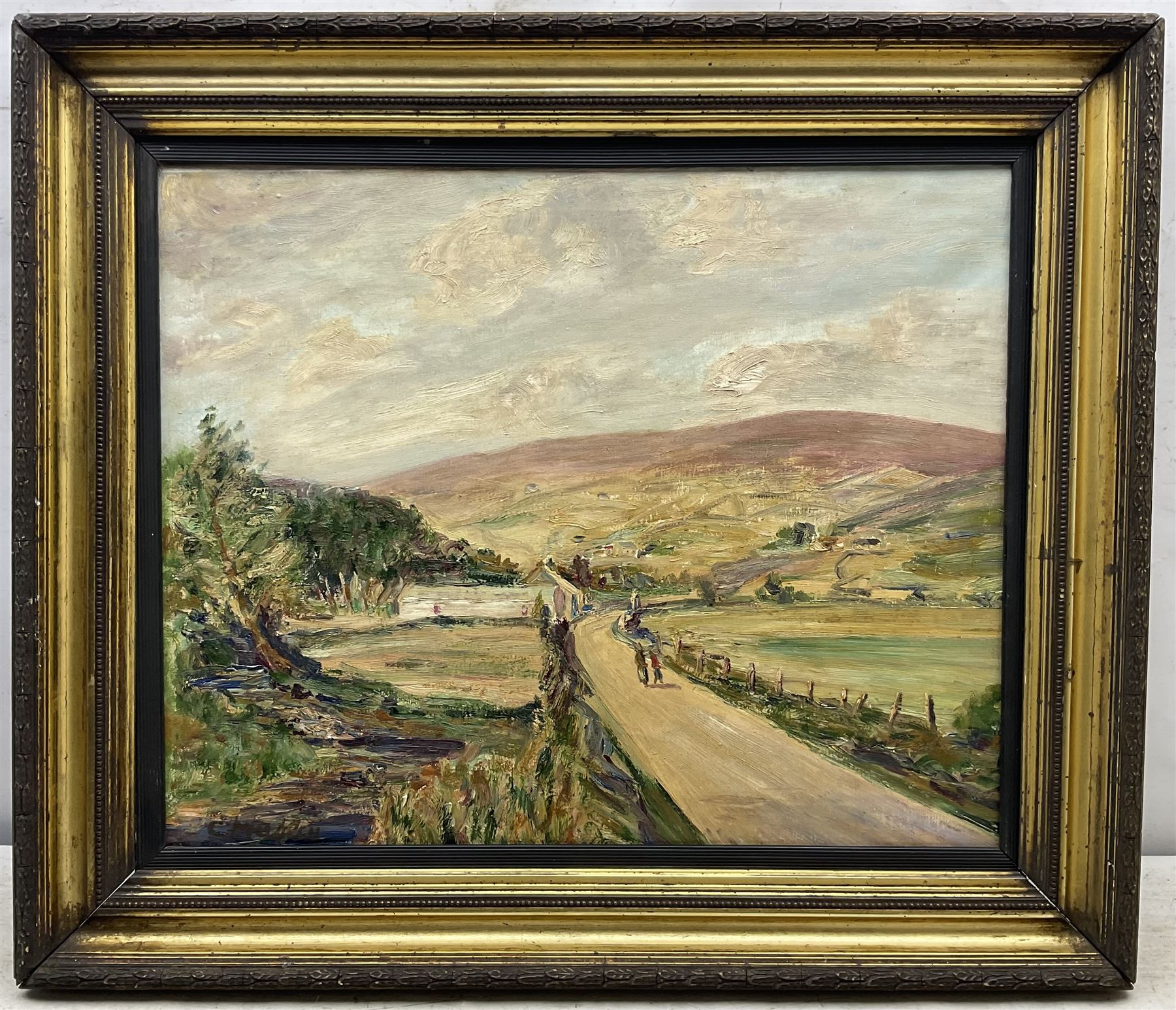 Attrib. Charles McAuley (Irish 1910-1999): 'A Walk in the Glens of Antrim', oil on canvas bears signature, titled verso 44cm x 54cm