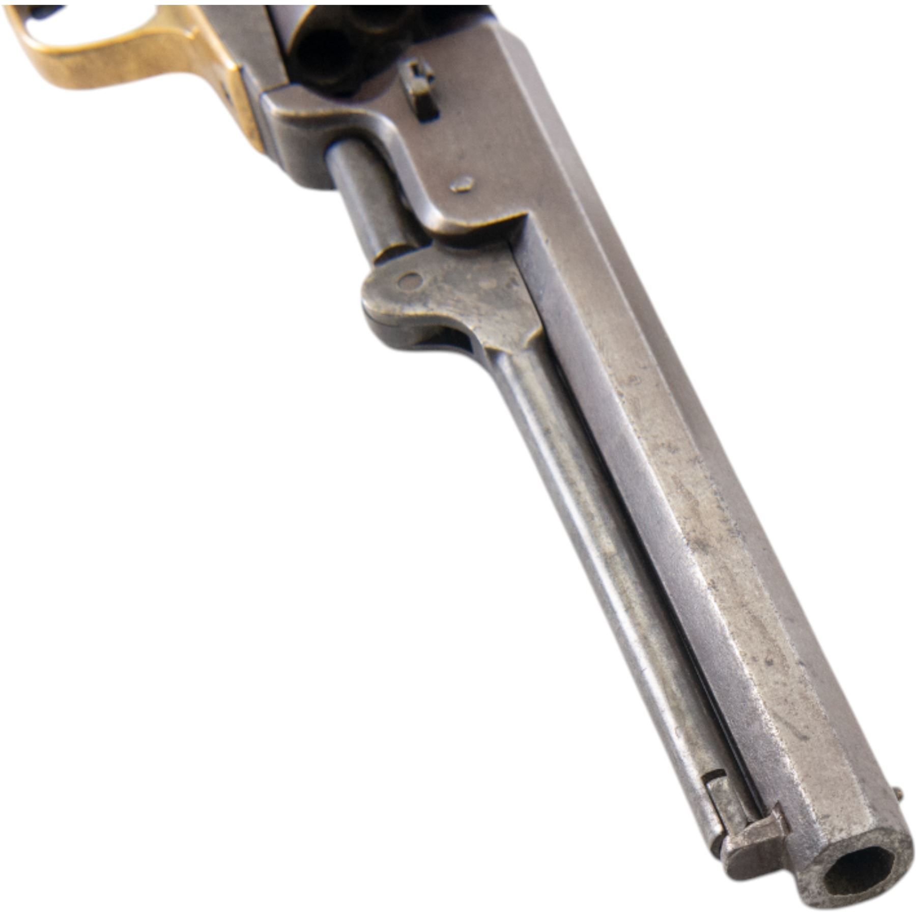 Colt .36 navy percussion revolver, with octagonal 7 1/2in. barrel top flat marked Address Col Samd Colt New York US America, frame stamped `Colts Patent' matching serial numbers, 112625, iron frame marked Colts Patent, brass grip-straps and trigger guard, smooth flared walnut grip, overall L33cm