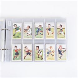 Collection of Edwardian and later Football related trading and cigarette cards, including forty-nine of fifty 1906 Ogden's Football Club Colours, 1922 PALS Footall series, ninety of one hundred 1925 Gallaher Famous Footballers, complete set of forty-four 1926 Ogden's Captains of Association Football Clubs and Colours, complete set of fifty 1927 Players Football Caricatures by MAC,  complete set of fifty 1927 Players Football Caricatures by RIP,  complete set of fifty 1930 Players Association Cup Winners, complete set of 50 1933 Ogdens AFC Nicknames etc, housed in brown cigarette card album