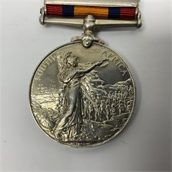 Victoria Queens South Africa Medal with Cape Colony and Orange Free State clasps awarded to 2929 Pte. H. Darcy Argyle and Sutherland Highlanders; with replacement ribbon and fragment of original.