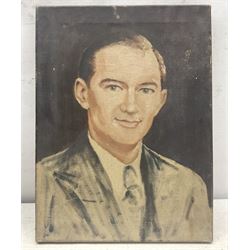 Frank C Harlow (British 20th century): Portrait of Thomas Matthews, oil on canvas signed together with another similar unsigned oil max 51cm x 41cm (2)