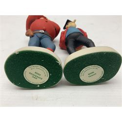 Thirteen Robert Harrop figures from the Beano Dandy collection, comprising Yo-Yo Collectors Piece 1996, Desperate Dan BD03, Cuthbert Cringeworthy BD08, Teach BD06, 'Erbert BD14, Toots BD12, Winston BD17, Fatty BD07, Dennis The Menace BD01, Dennis the Menace Fishing BD806, Sydney BD13, Wilfrid BD15 and Plug BD11