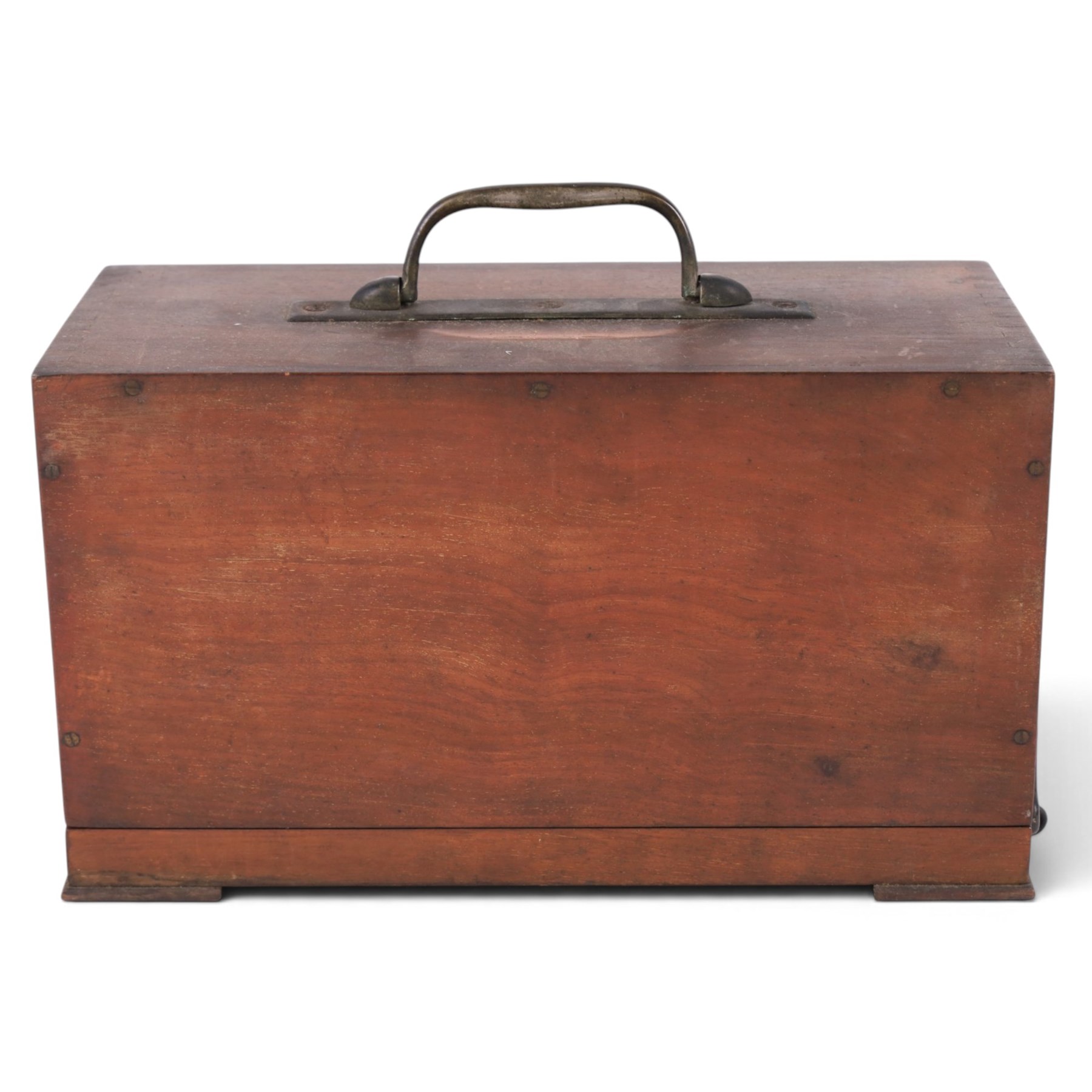 20th century French barograph, stamped 'RF BREVETES SGDG PARIS', in wooden carry case with glazed front panel, H16cm, W29cm