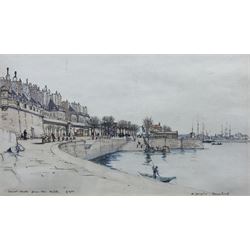 William Douglas Macleod (Scottish 1892-1963): 'Saint Malo from the Môle', watercolour and ink signed and dated '23, 15cm x 26cm 