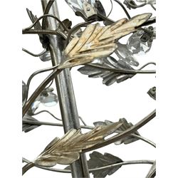 India Jane - silver finish metal chandelier, decorated with trailing leafy branches and glass pendants - ex-display/bankruptcy stock 