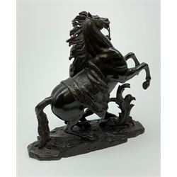 After Guillaume Coustou (French 1677-1746), a bronzed spelter figure of a Marley horse, signed to naturalistic base, H29cm. 