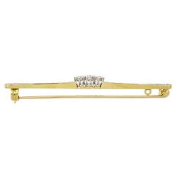 Early 20th century gold and platinum diamond brooch, total diamond weight approx 0.35 carat, in fitted velvet and silk lined box by Sweeneys, Bradford