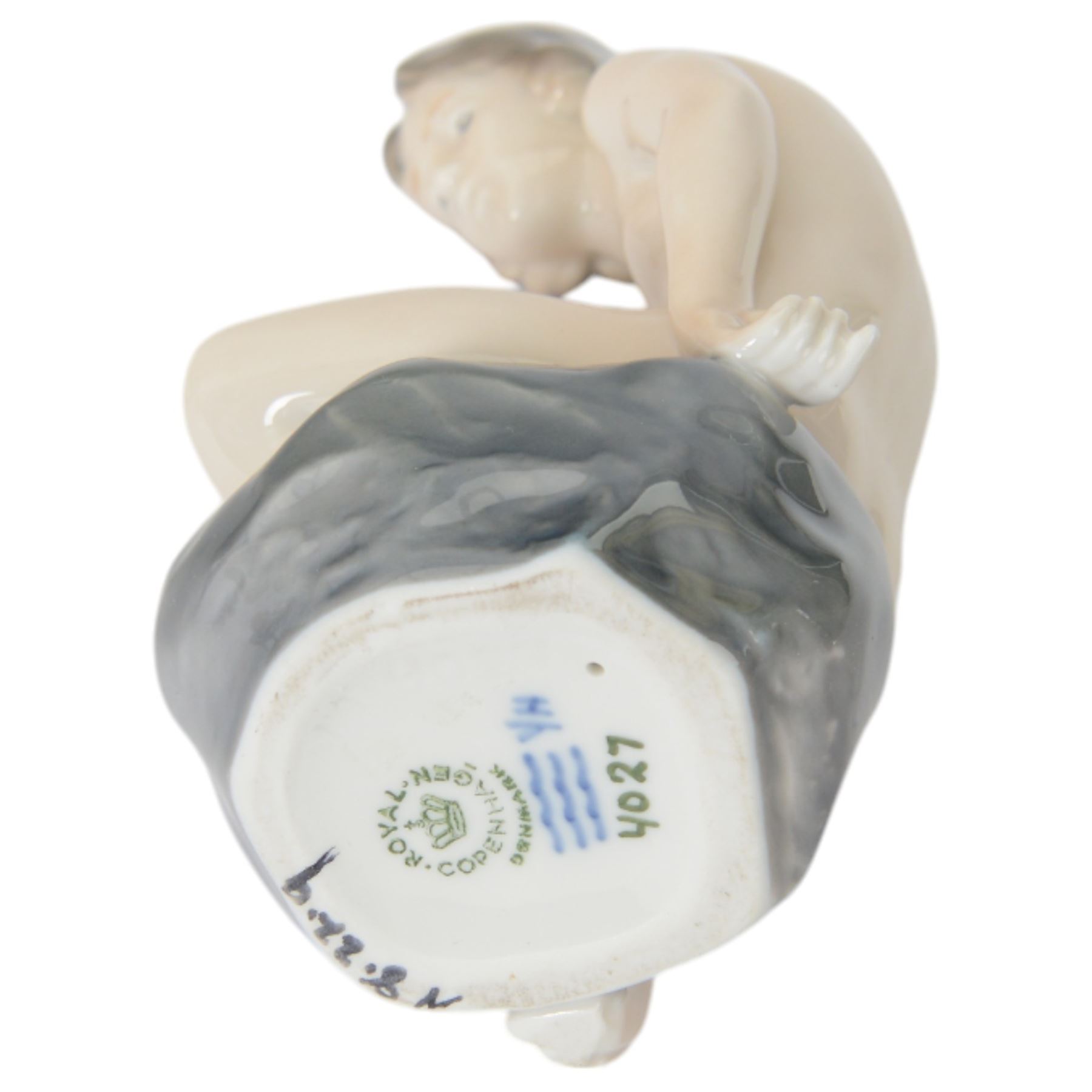Royal Copenhagen Figure The Little Mermaid no. 4431 together with two Girl on Stone no . 4027  