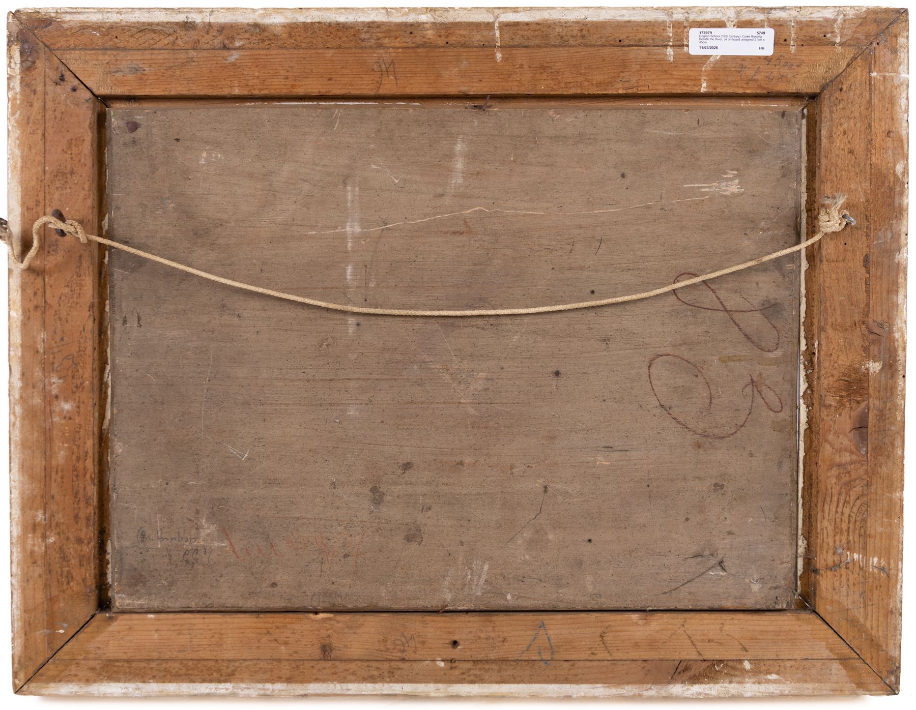 English School (19th Century): Cows Resting Beside the River, oil on board unsigned 31cm x 45cm 