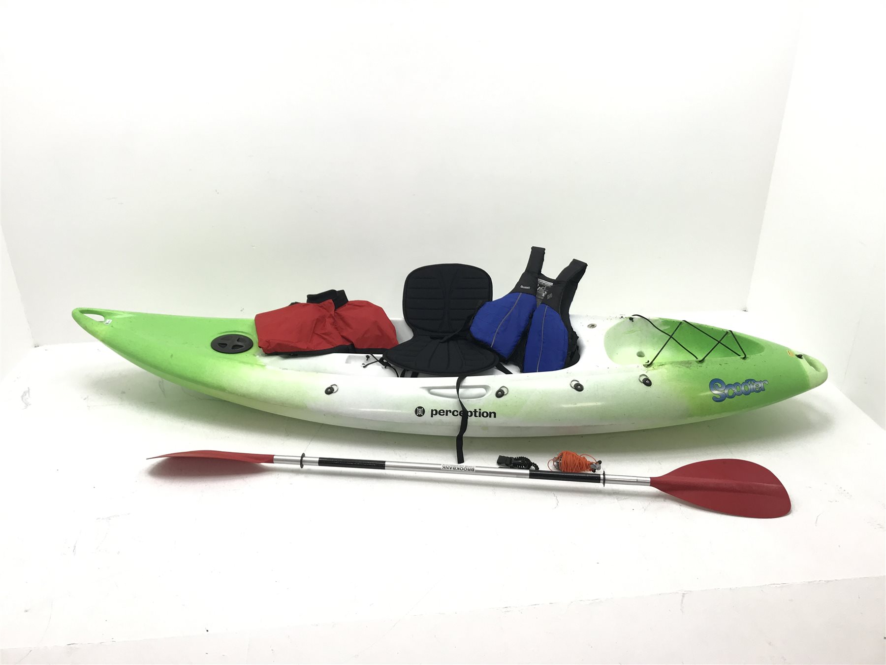 Perception Scooter kayak with paddle and various accessories 