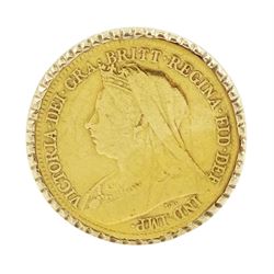 Queen Victoria 1898 gold half sovereign coin, mounted in 9ct gold ring