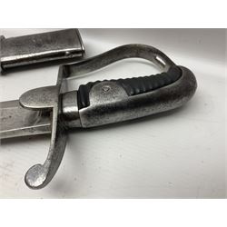 British 1796 Pattern Light Cavalry trooper's sword, the 84cm curving fullered blade stamped Hadley.1 to the back edge, steel hilt with knucklebow, D-shaped langets and leather grip; in polished steel scabbard stamped Osborn & Gunby Birmm. and W.R.16 ( ?16th Light Dragoons) with two suspension rings L100cm overall