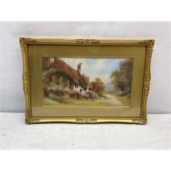 Hal Pierre (19th century): Figure before a Thatched Cottage, gouache signed 19cm x 35cm