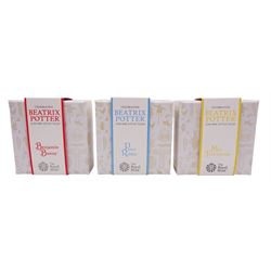 Three The Royal Mint United Kingdom Beatrix Potter silver proof fifty pence coins, 'Benjamin Bunny', 'Mrs Tittlemouse' and 'Peter Rabbit' all cased with certificates