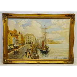  J Trueman (British 20th century): Whitby, oil on canvas signed 49cm x 75cm   